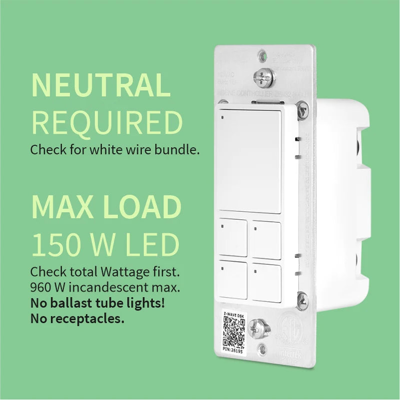 Zooz ZEN32 800LR Series Z-Wave Long Range Scene Controller Switch