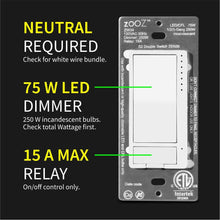 Load image into Gallery viewer, Zooz ZEN30 Z-Wave Plus S2 Double Switch VER. 1.0, 2.0 or 3.0 (White) For Light & Fan Combo