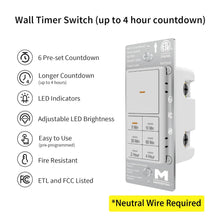 Load image into Gallery viewer, Minoston MT10W Wi-Fi 4 Hour Countdown Timer Switch for Bathroom Fans
