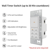 Load image into Gallery viewer, Minoston MT13N 30 Minutes Countdown Timer Switch for Bathroom Fans
