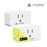 Minoston MP25M Matter Smart Plug Compatible with Google Home and Alexa (2-Pack)