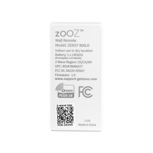 Zooz ZEN37 800LR Series Z-Wave Long Range Wall Remote
