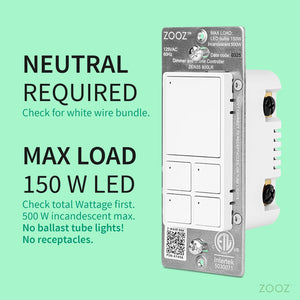 Zooz ZEN35 800LR Series Z-Wave Long Range Dimmer and Scene Controller