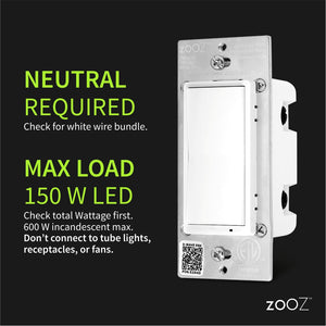 Zooz ZEN76 800 Series Z-Wave Long Range S2 On/Off Wall Switch